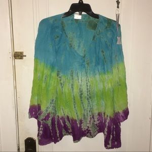 Tie dye multicolored crinkle shirt. Size 2XL